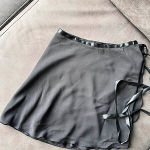 Elegant Black Wrap Satin Skirt